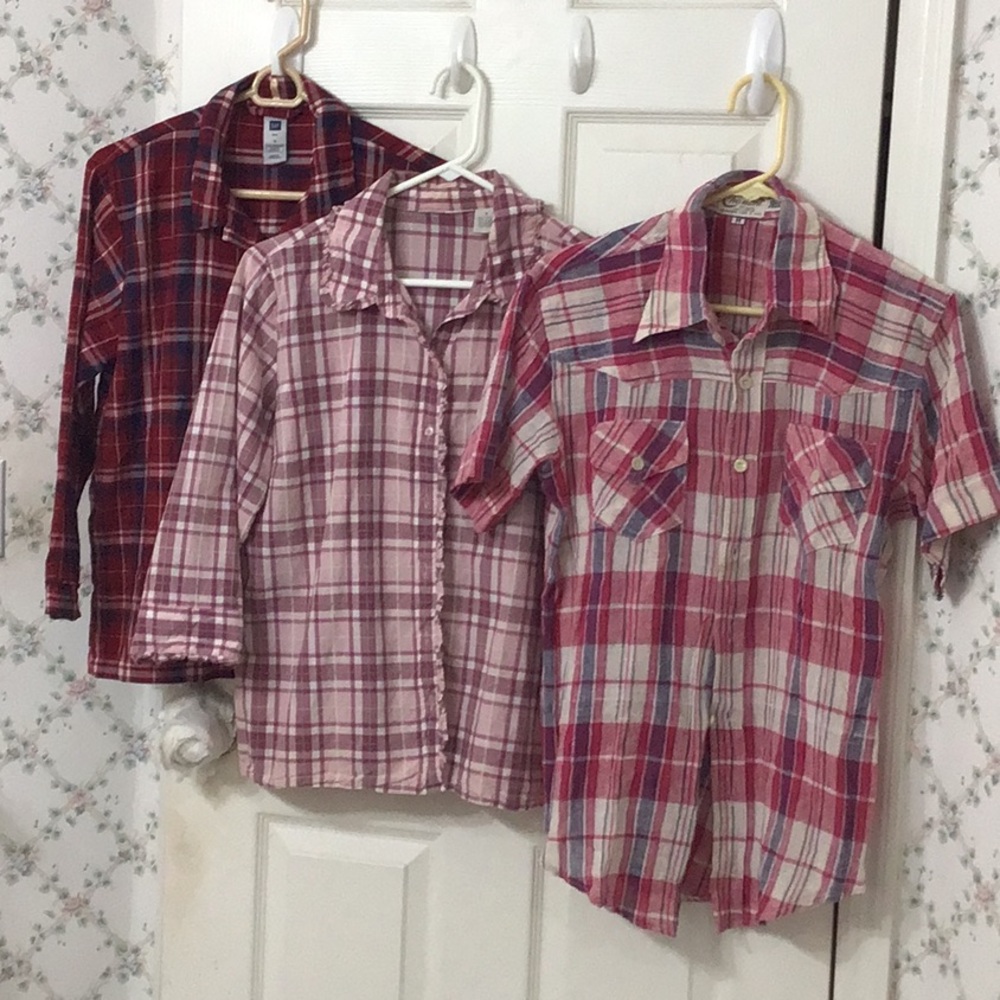 PLAID Lovers Mania 3 Shirt Great Variety Bundle Warm Colors & Light Weight.